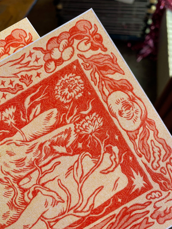 Wood-Burned Rabbit Riso Print, Ash Rudolph