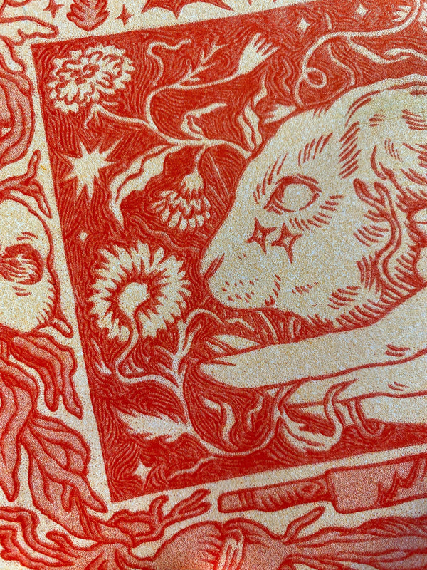 Wood-Burned Rabbit Riso Print, Ash Rudolph