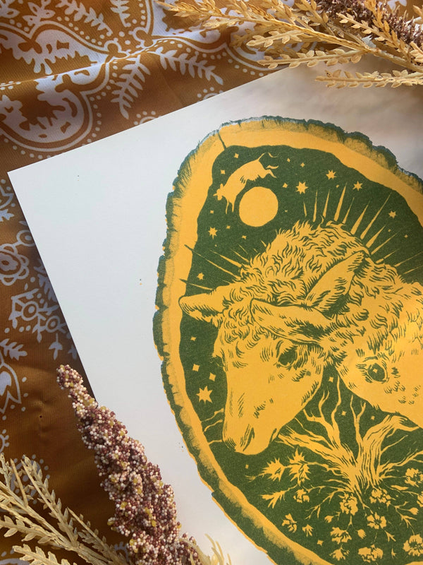 Two Headed Cow Riso Print, Ash Rudolph
