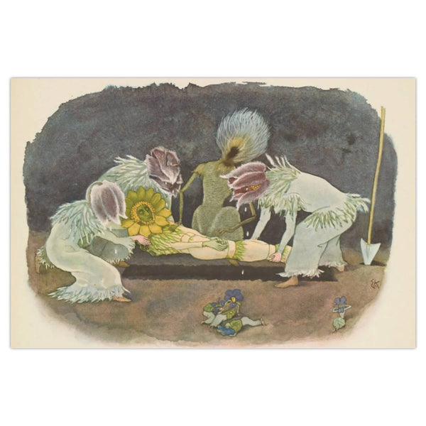Postcard - Vintage Anthropomorphic Flower Illustration