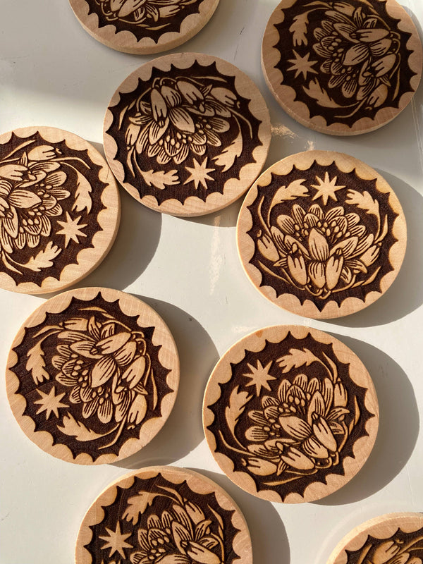 Flower Bud Wood Magnet, Ash Rudolph