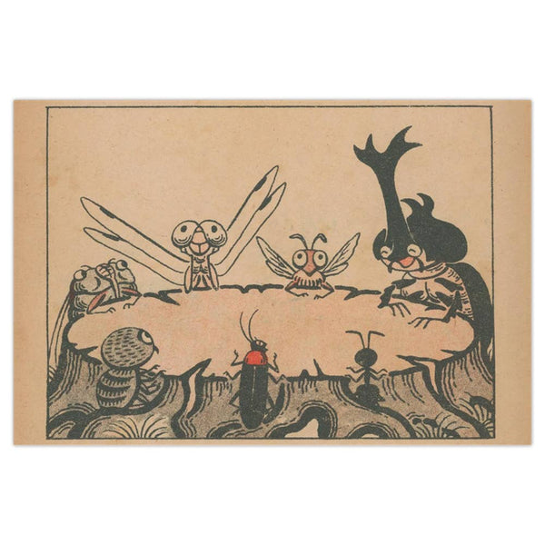 Postcard - 1943 Japan, Illustrated Bug Roundtable