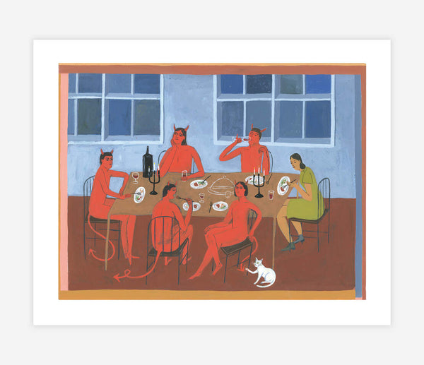 Devil Dinner Party Archival Print, Kaye Blegvad