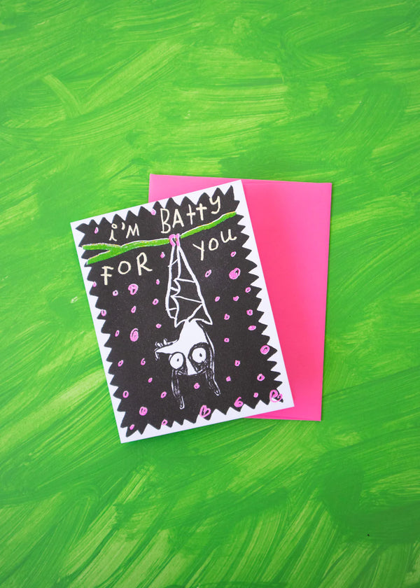 I'm Batty For You Risograph Card, Gentle Thrills